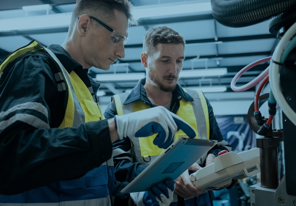 IT professionals checking cable